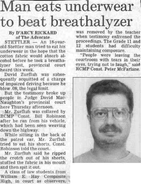 Man eats underwear to avoid breathalyzer